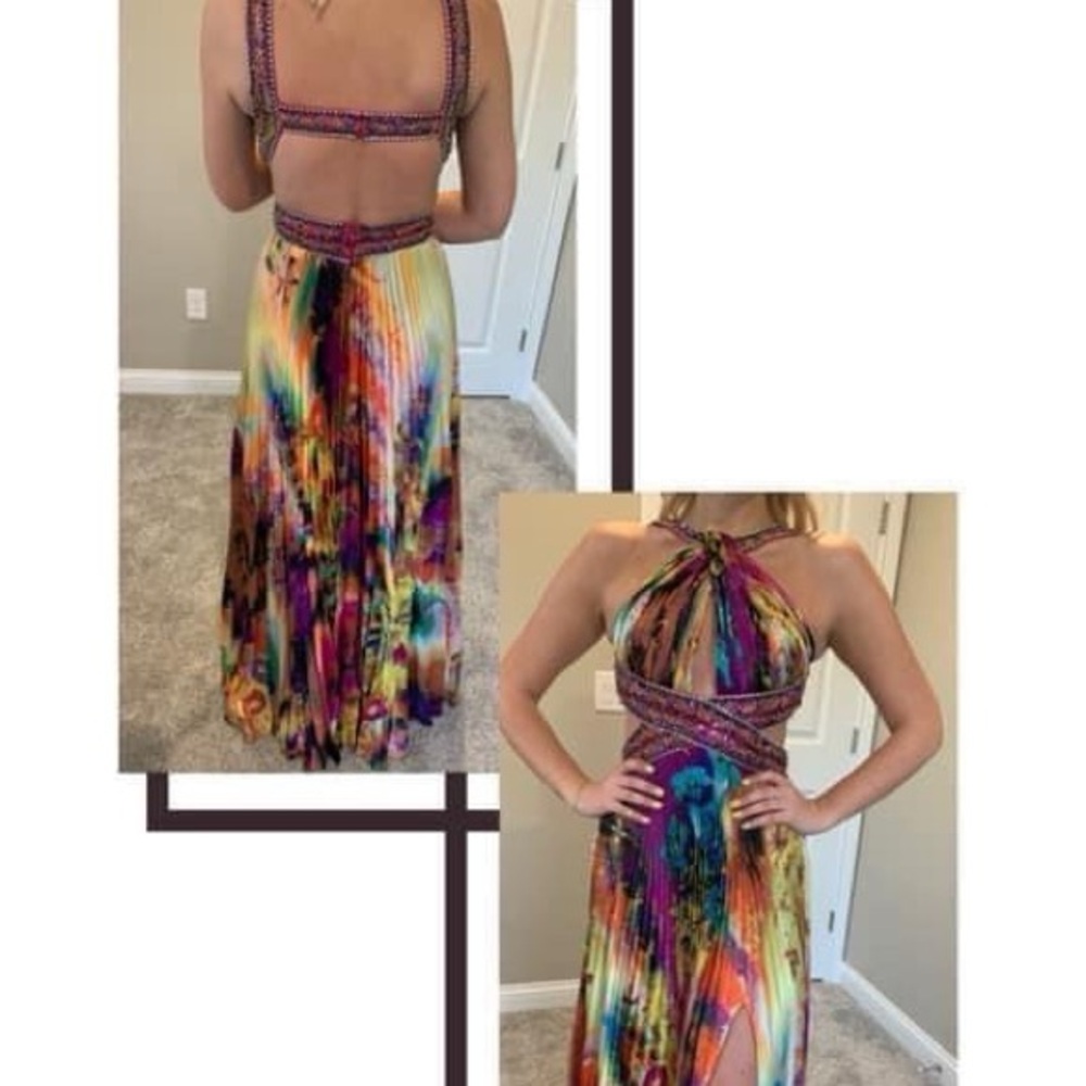 Jovani Multicolor Halter Prom Dress